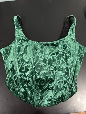 Killstar Wizard of Oz Emerald Green Velvet Patterned Corset Tank Top